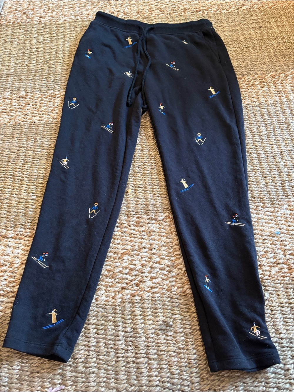 Kids Navy Blue Ski-Print Jogger Sweatpants